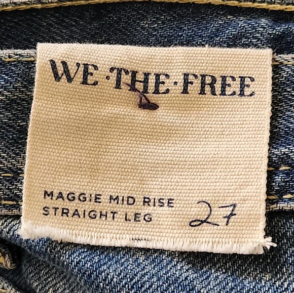 Free People We The Free Women's‎ Maggie Mid-Rise Straight Leg Blue Jeans 27 NWT - Picture 6 of 15